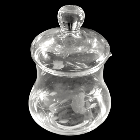 Vtg Creamer Pitcher Lidded Watched Crystal Clear Flower - Picture 3 of 4